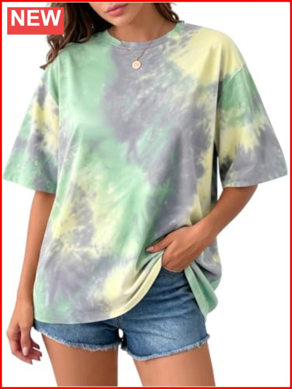 Women's Oversized Tie Dye Graphic Tee Soft Cotton Blend Short Sleeve Summer Top